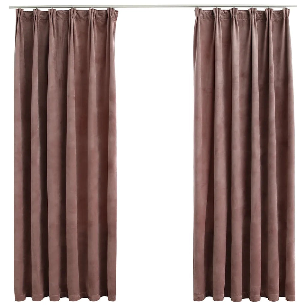 Tende Oscuranti con Ganci 2 pz Rosa Antico in Velluto 140x175cm 134524