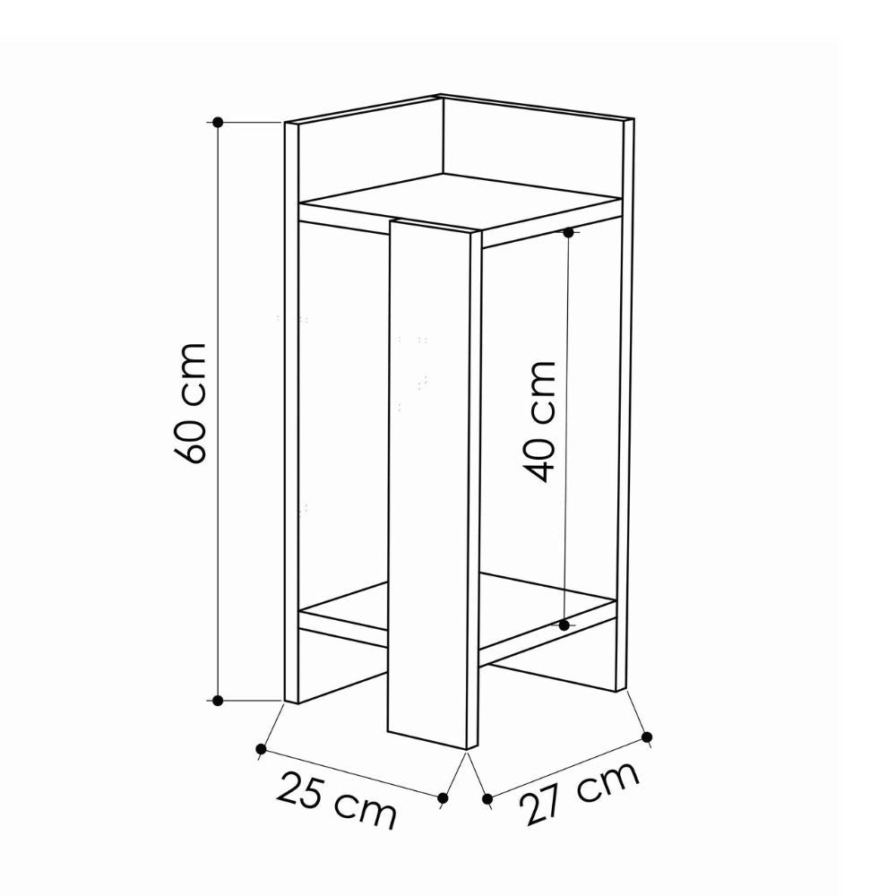 Tavolino comodino di design Elos 25x27x60h sinistro colore nero