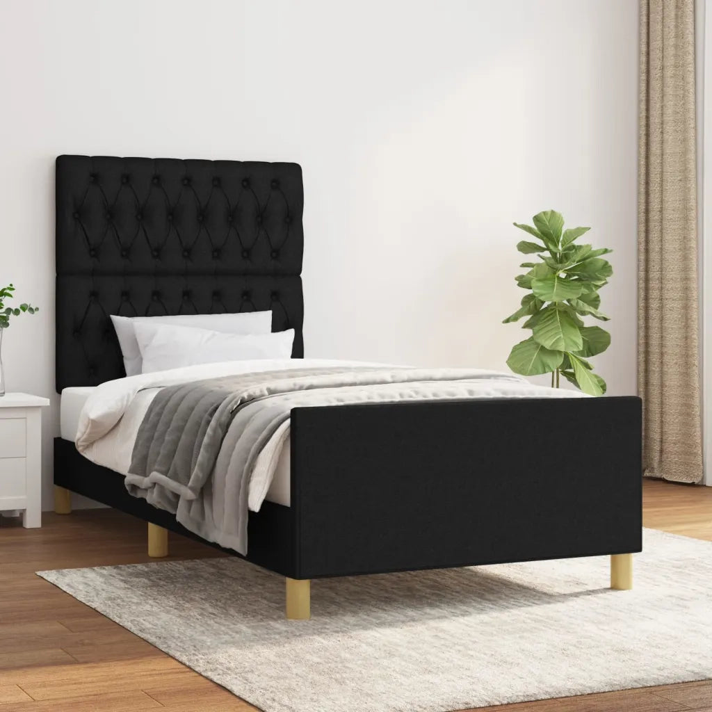 Giroletto senza Materasso Nero 90x190 cm in Tessuto