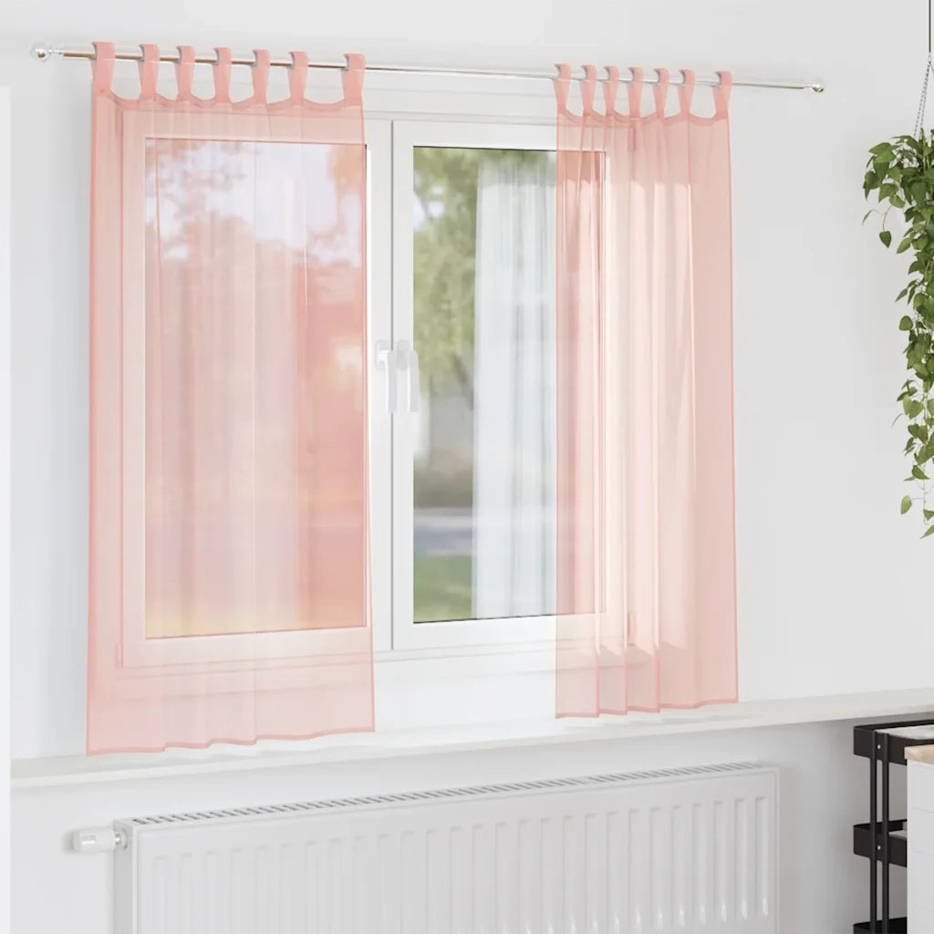 Tende in Voile con Tasche per Aste 2 pz Rosa