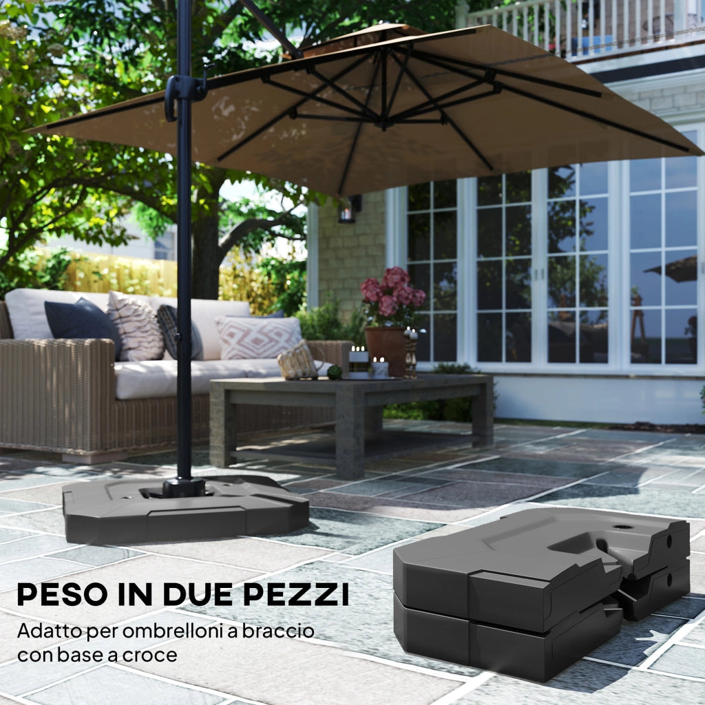 Base per Ombrellone a Sbalzo ¨C zephmum ¨C 2 Pezzi, HDPE, Riempibile, 101x101x12 cm, Nero