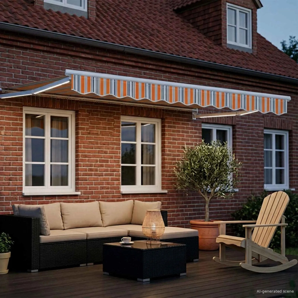 Tenda retrattile manuale con LED-Tenda parasole per balcone 3 x 2,5 m 993202