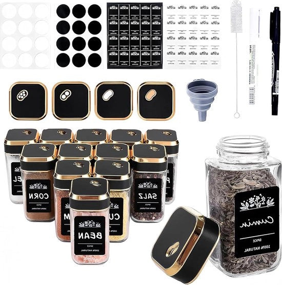 Set di 12 pezzi quadrati - 120 ml - Vetro densificato - Strumenti per polverizzare erbe con chiusura a vite in acciaio inossidabile