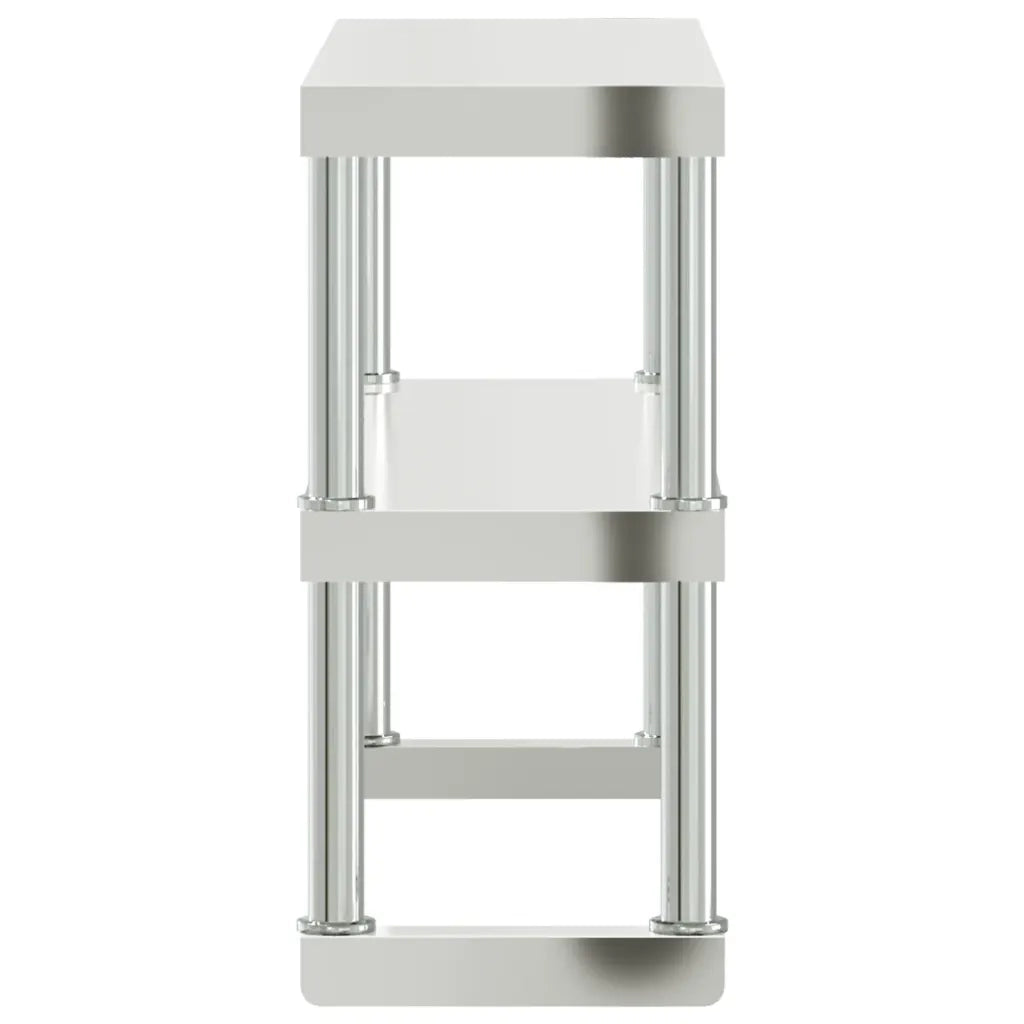 Ripiano per Tavolo da Lavoro 2 Piani 110x30x65 cm Acciaio Inox 376449