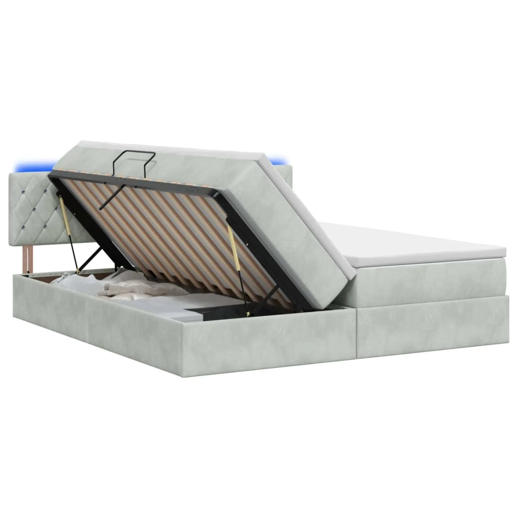 Letto con contenitore LED e materasso Grigio Chiaro 3459372