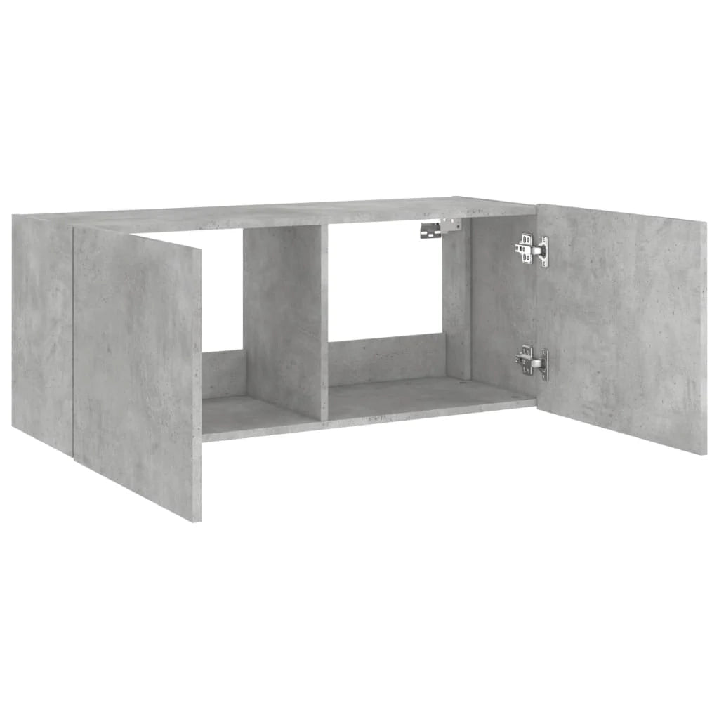 Mobile TV multimediale scaffale TV credenza mobile TV sala da pranzo soggiorno camera da letto mobile da parete con luci LED 100 x 35 x 41 cm grigio 02_0027854