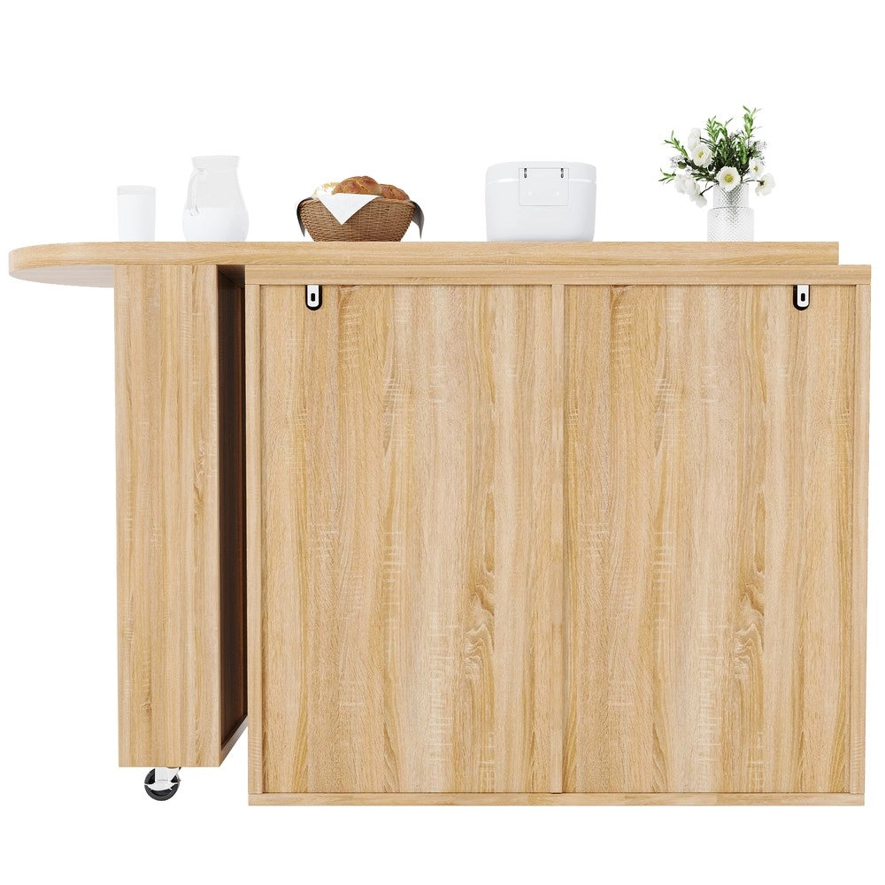Tavolo Bar con 6 Cassetti e Ante in Rattan ¨C Xylo ¨C Girevole 360¡ã, Metallo, Salvaspazio