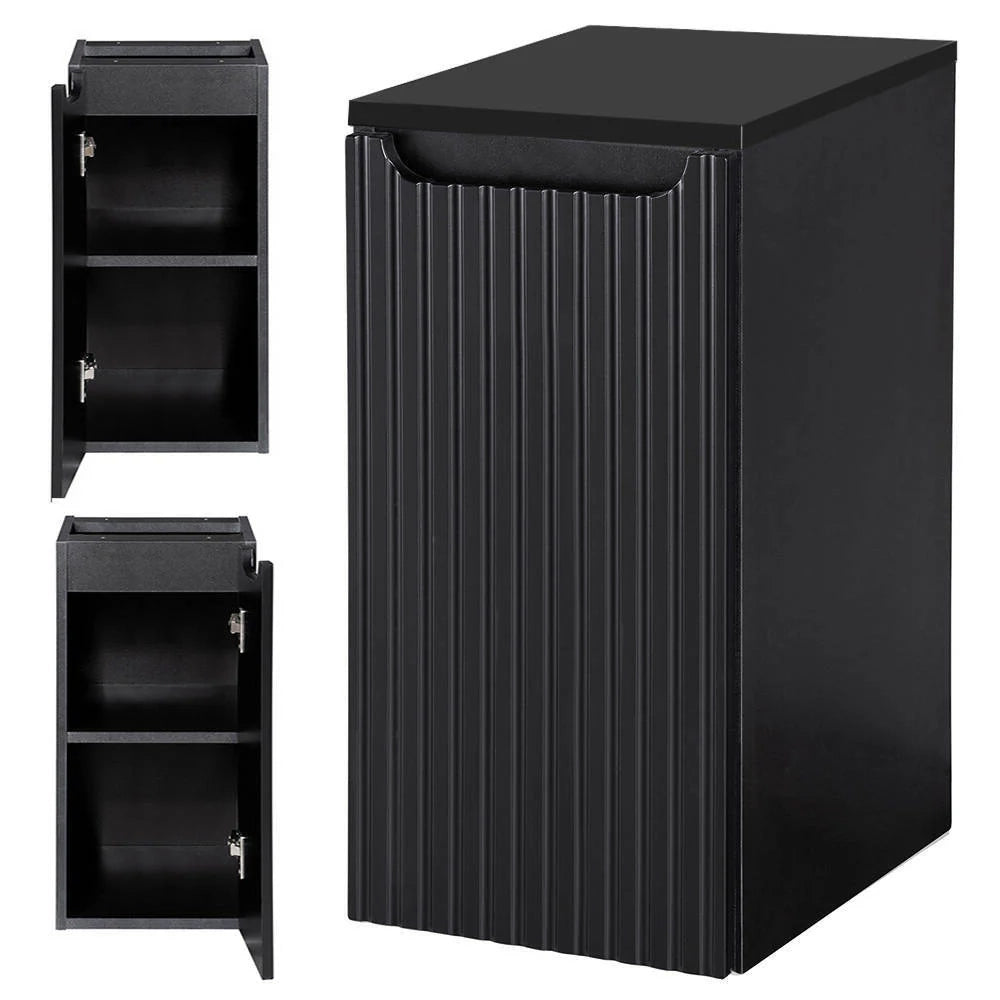 Mobile bagno con 1 anta - 30 x 60 x 40 cm scanalato nero 03_0009943