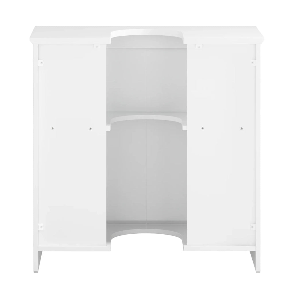 Mobile Sottolavabo Con 2 Ante Pieghevoli Mobile Bagno Mobile Lavabo Bianco 60x30x60cm BZR108-II-W