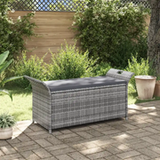Cassapanca con Cuscino-Baule-Panca con ContenitoreGrigia 138 cm in Polyrattan