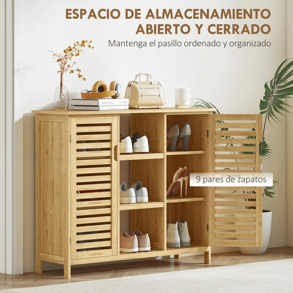 Armadio con ante scorrevoli in bamb¨´ e ripiani ¨C zephmum ¨C 100x33x86 cm