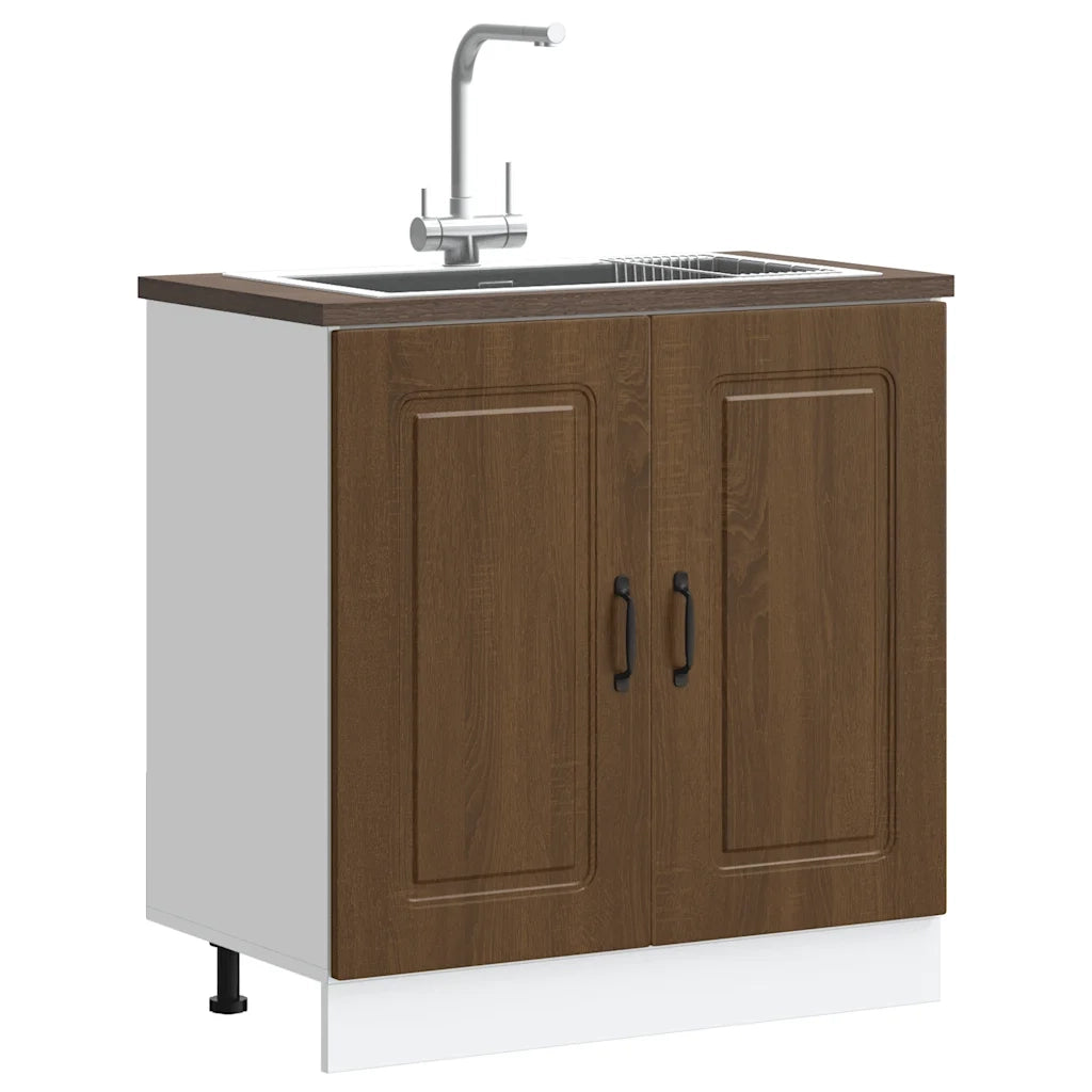 Mobile base lavello-Armadietto da bagno Kalmar Rovere Marrone 80x46x81,5 cm