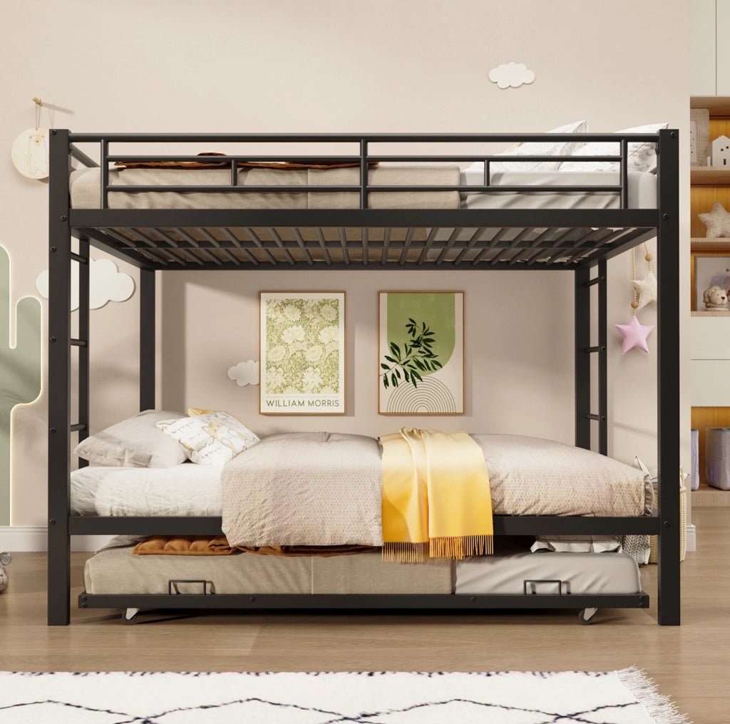 Letto a castello in metallo 140x200 cm con letto estraibile; nero
