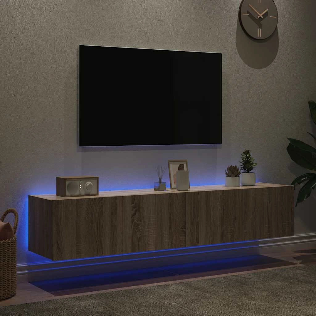 Mobili TV a Parete con Luci LED 2pz Rovere Sonoma 80x35x31 cmcod mxl 134185