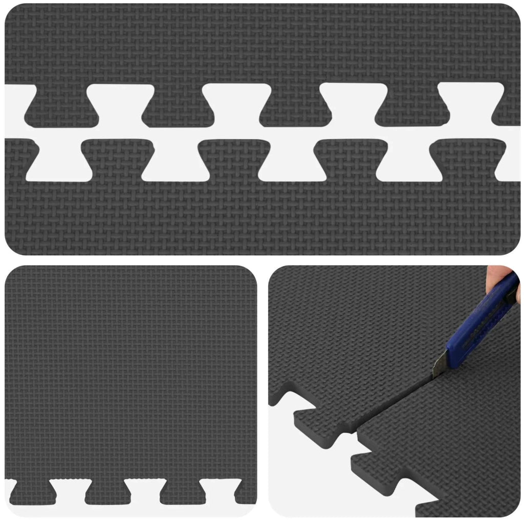 Tappetino per piscina 36 pz Ø 350 cm Rotondo Schiuma EVA Nero 42042639