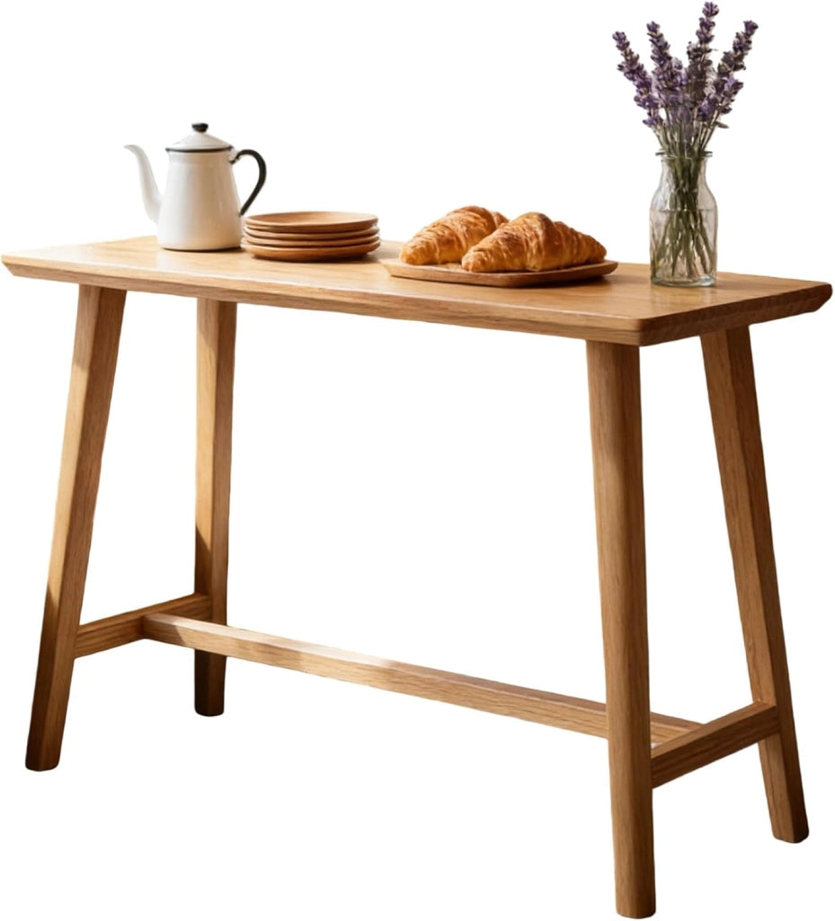 Tavolo Alto Bancone Bar in Legno Tavolo Cucina Salvaspazio Tavolino Alto e Stretto da Balcone per Soggiorno e Sala da Pranzo Bar Ristorante(120x40x105cm)