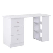 Scrivania Porta PC per Camera e Ufficio con Cassettiera e Ripiani Portaoggetti in Legno 120x49x72cm Bianco
