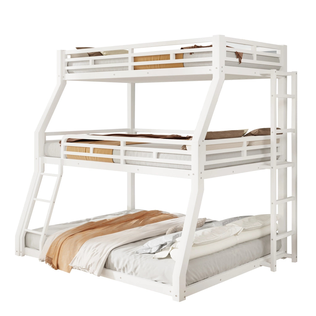 Letto a castello 90×200 cm e 120×200 cm e 140×200 cm con scala e sponde; senza materasso; metallo; bianco