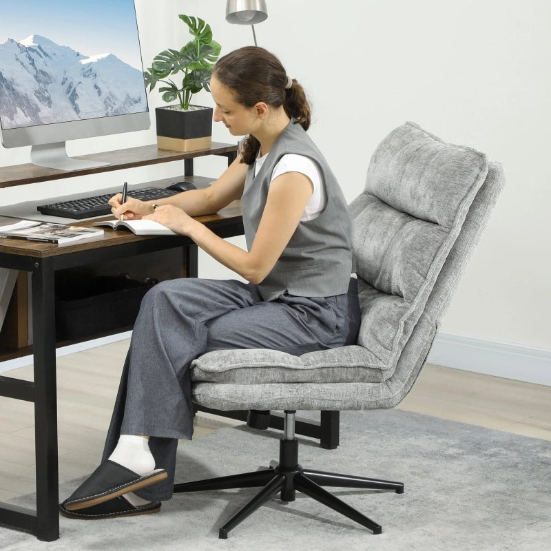 Chaise de bureau girevole senza braccioli con altezza regolabile e funzione oscillante in poliestere grigio
