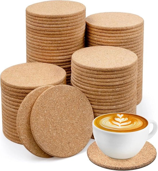 Pacchetto di 100 supporti di gomma naturale, 10 cm x 5 mm supporti di legno rotondi bianchi, supporti per piatti di gomma naturale, supporti di gomma naturale per decorazioni da tavola DIY, barbecue, supporti di vetro per tavolo