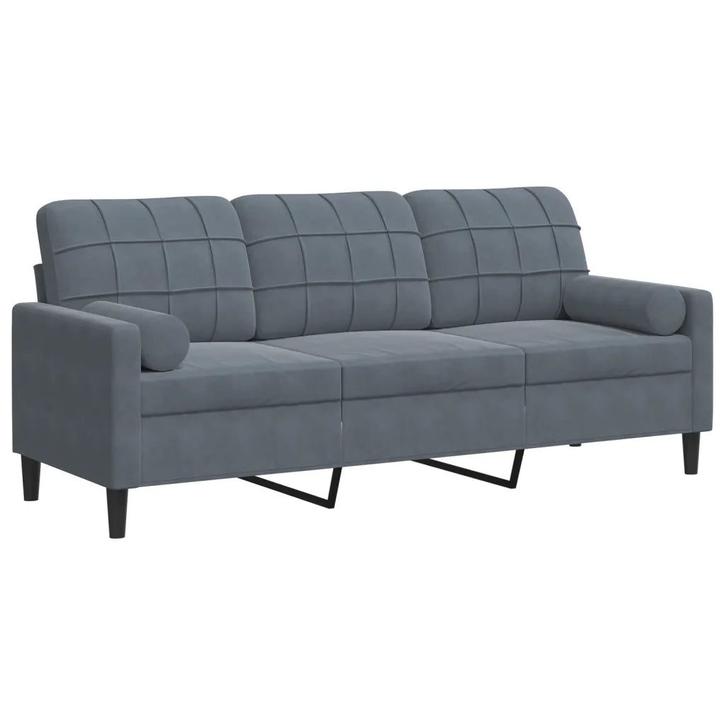 Divano a 3 Posti con Cuscini-Sofa 3 Posti con Cuscini Grigio Scuro 180 cm in Velluto 112531