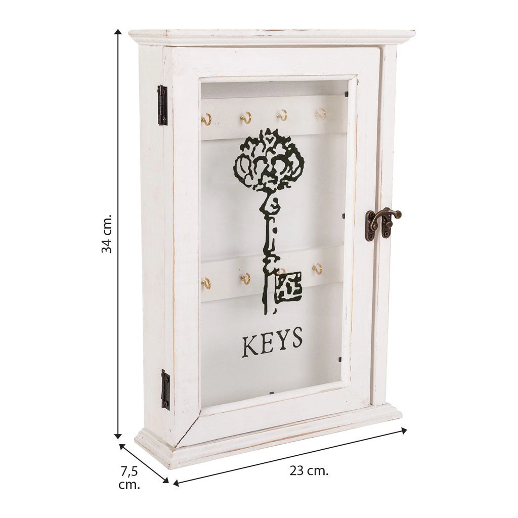Cassetta portachiavi in legno bianco 23x7,5x34h