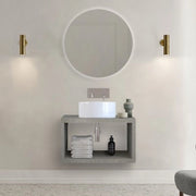 Mensolone bagno 60 cm grigio cemento con vano a giorno per lavabo da appoggio Master