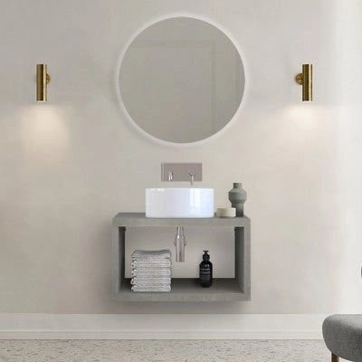Mensolone bagno 60 cm grigio cemento con vano a giorno per lavabo da appoggio Master