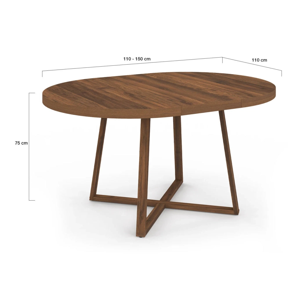 IDMarket - SELMA tavolo da pranzo rotondo allungabile 4-8 persone noce 110-150 cm