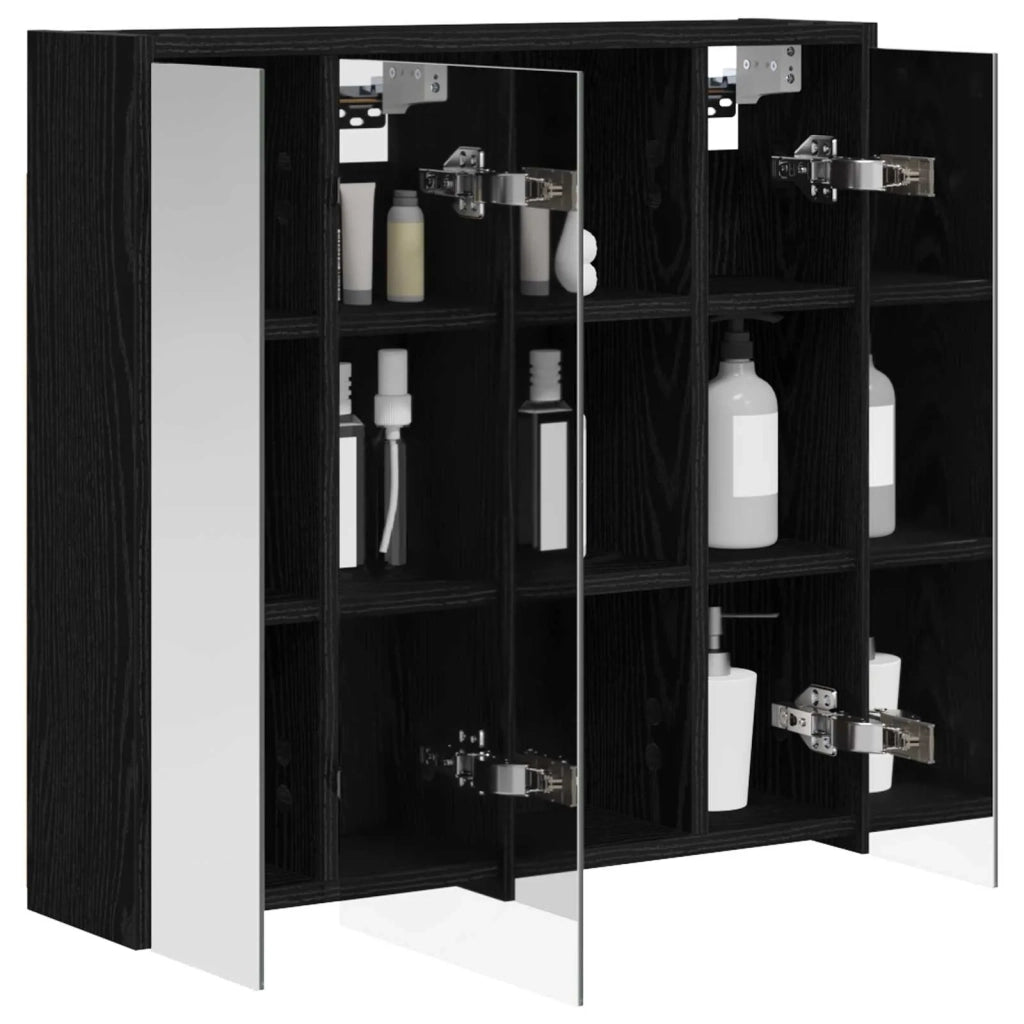 Mobiletto per specchio da bagno Rovere Nero 63,5 x 16 x 62,5 cm