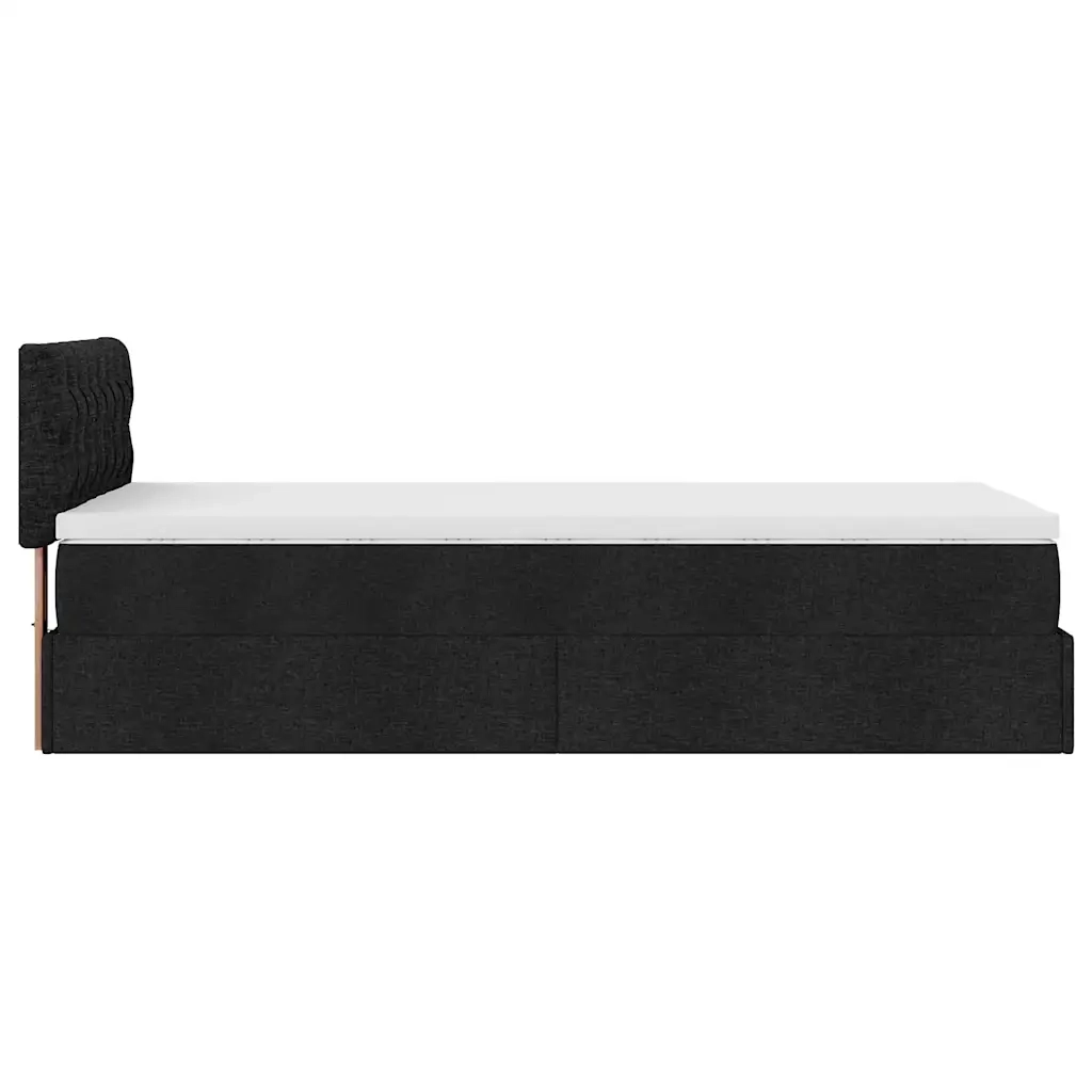 vidaXL Struttura Letto Pouf con Materasso Nero 90x190 cm in Tessuto
