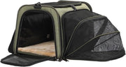 Borsa di Trasporto Pieghevole per Gatti e Cani - Sacchetto di Volo Espandibile - Tessuto di Oxford - Cinturino per Spalla - Dimensione L - Verde Unilaterale