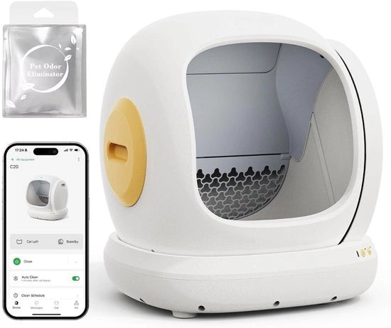 Cassetta automatica per gatti - Cassetta per gatti self-cleaning - Inclusa cassetta per gatti con panno e set di sacchetti di assorbimento extra - Cassetta automatica per gatti self-cleaning