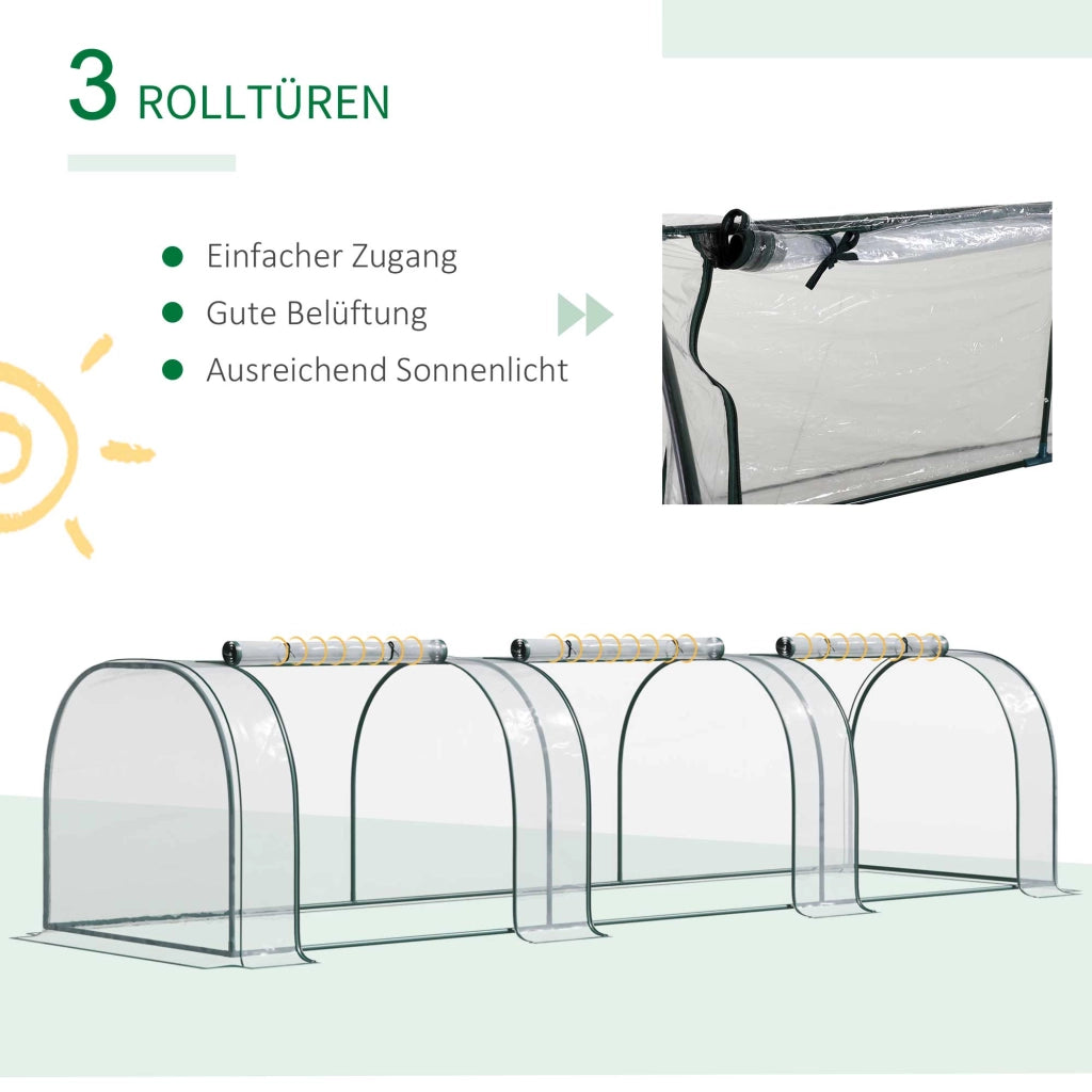 Serra da giardino con porta ¨C zephmum ¨C trasparente e verde 350x100x80 cm