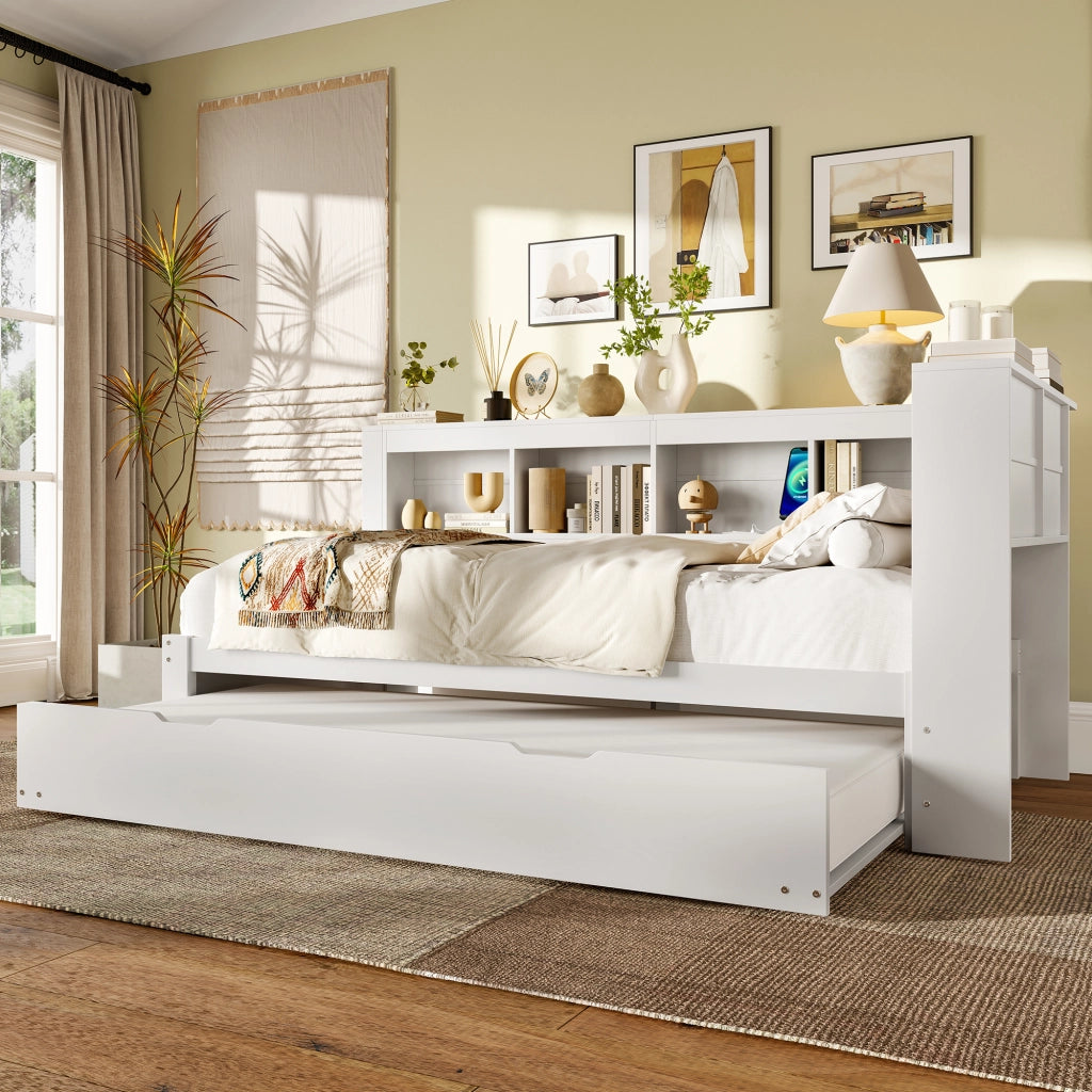 LETTO Giorno 90x200 cm con letto estraibile Bianco