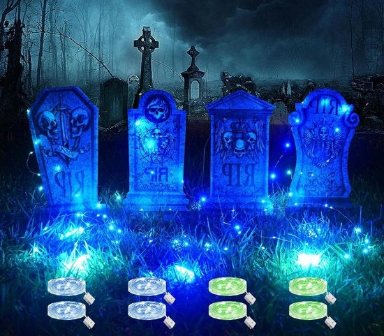 Decorazione di Halloween 4 pezzi di lastre di luce - zombie - catena di luce - impermeabile - blu