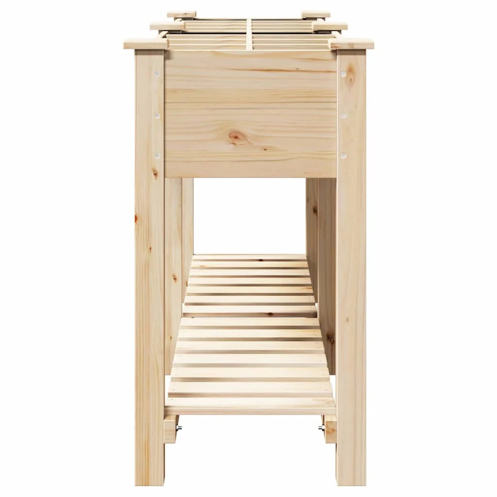 Fioriera da giardino minimalista con ripiano 161,5 x 45 x 76,5 cm stile rustico legno di abete beige 02_0058853