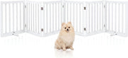 Cancelletto per Cani a 6 Pannelli, Cancello Pieghevole da Interno in Legno Massello, Semimontato, Barriera di Sicurezza Autoportante per Camino e Porta e Scala, 306 x 61 cm