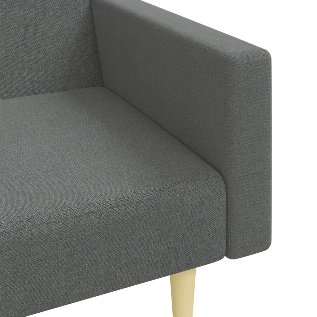 Divano Letto 2 Posti con Poggiapiedi-Sofa Letto 2 Posti-Daybed Grigio Scuro in Tessuto 390049