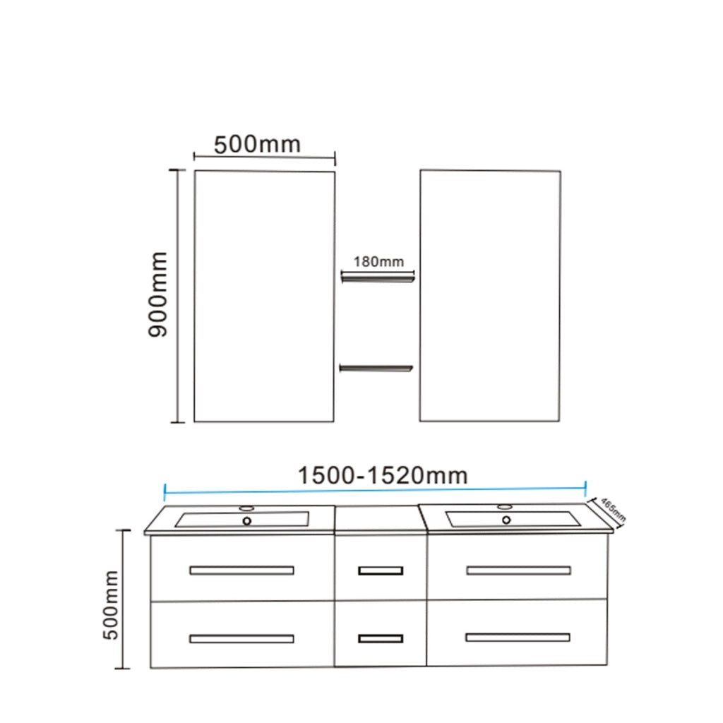 Mobile Bagno Nero 150 cm Lavabo Incluso – Rome