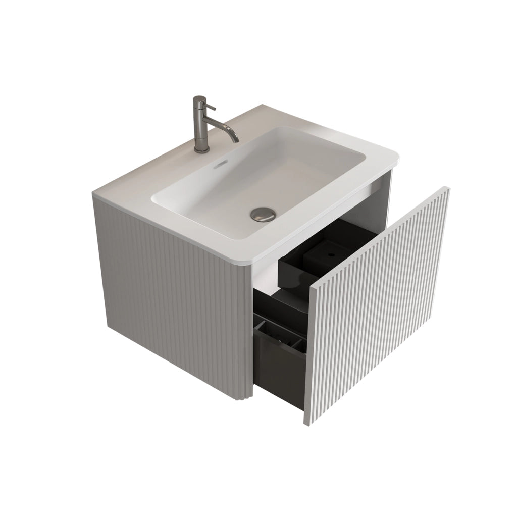 MOBILE LAVABO sospeso 60 cm Bianco con lavabo in Solid Surface