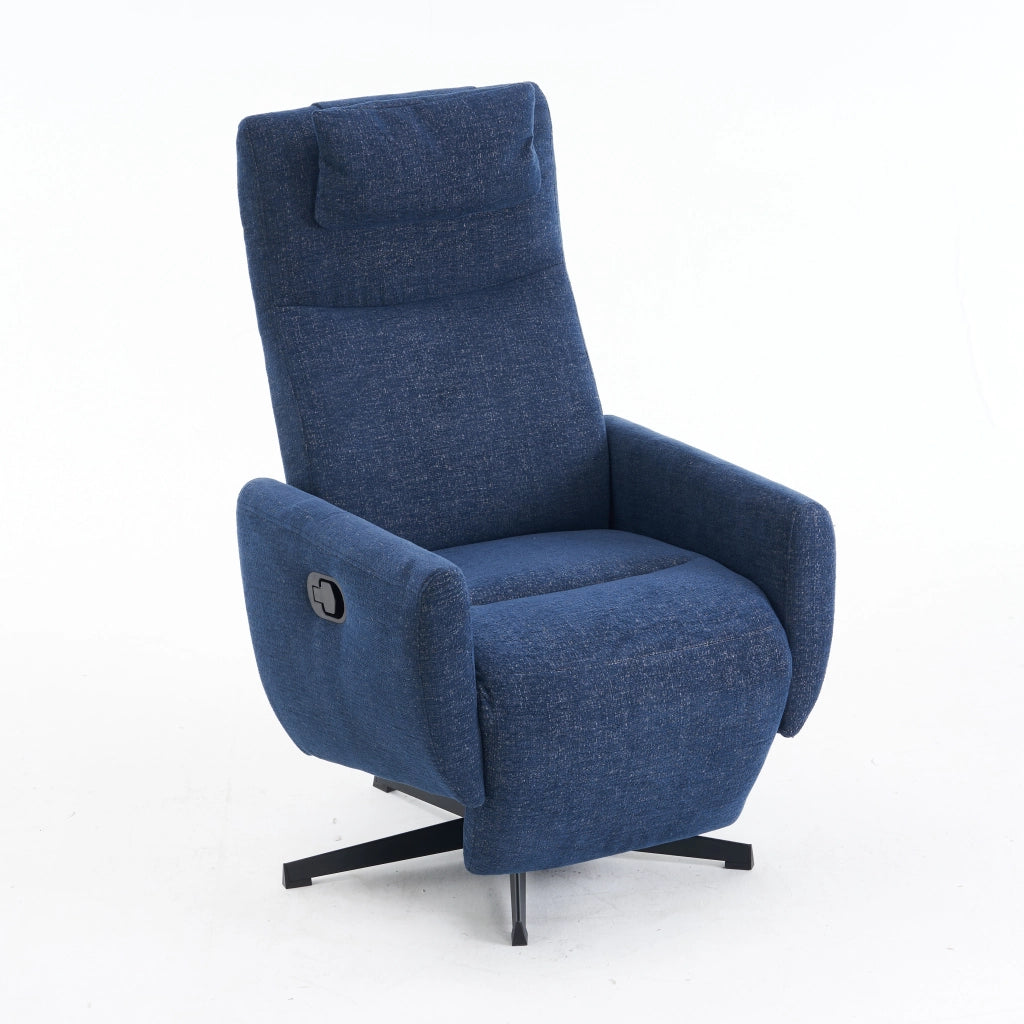 Poltrona Relax Reclinabile con Poggiapiedi ¨C Xylo ¨C Tessuto Chenille Blu, Girevole