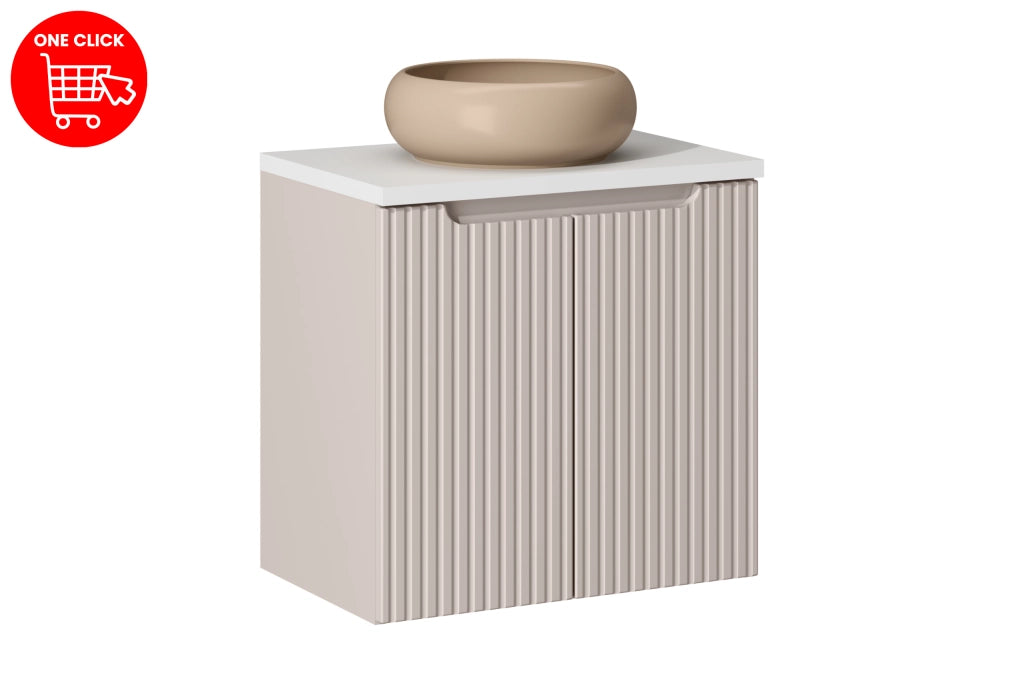 Set mobili bagno 60 cm con piano e lavabo da appoggio Wiki Nova Cashmere 60 x 1401 x 40 cm