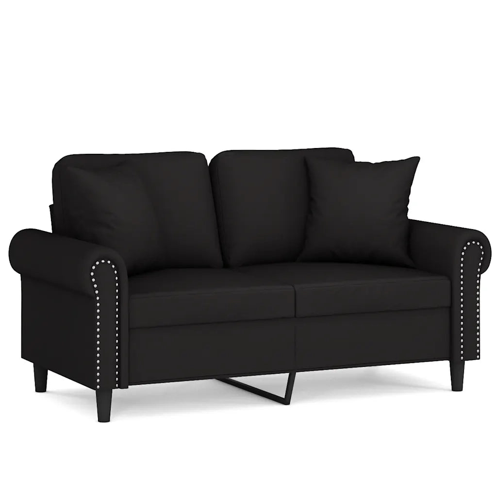 Divano | Divano da soggiorno | Sofa a 2 Posti con Cuscini Nero 120 cm in Velluto