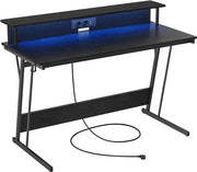 Scrivania da lavoro - Tavolo da computer - Studio - Standard di monitor ergonomico - 55 x 135 x 76 cm - Nero