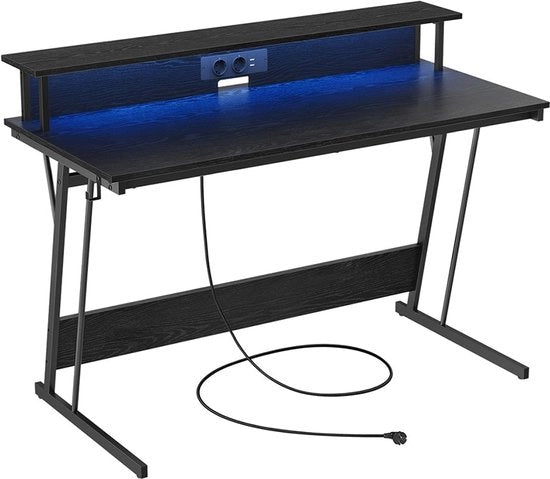 Scrivania da lavoro - Tavolo da computer - Studio - Standard di monitor ergonomico - 55 x 135 x 76 cm - Nero