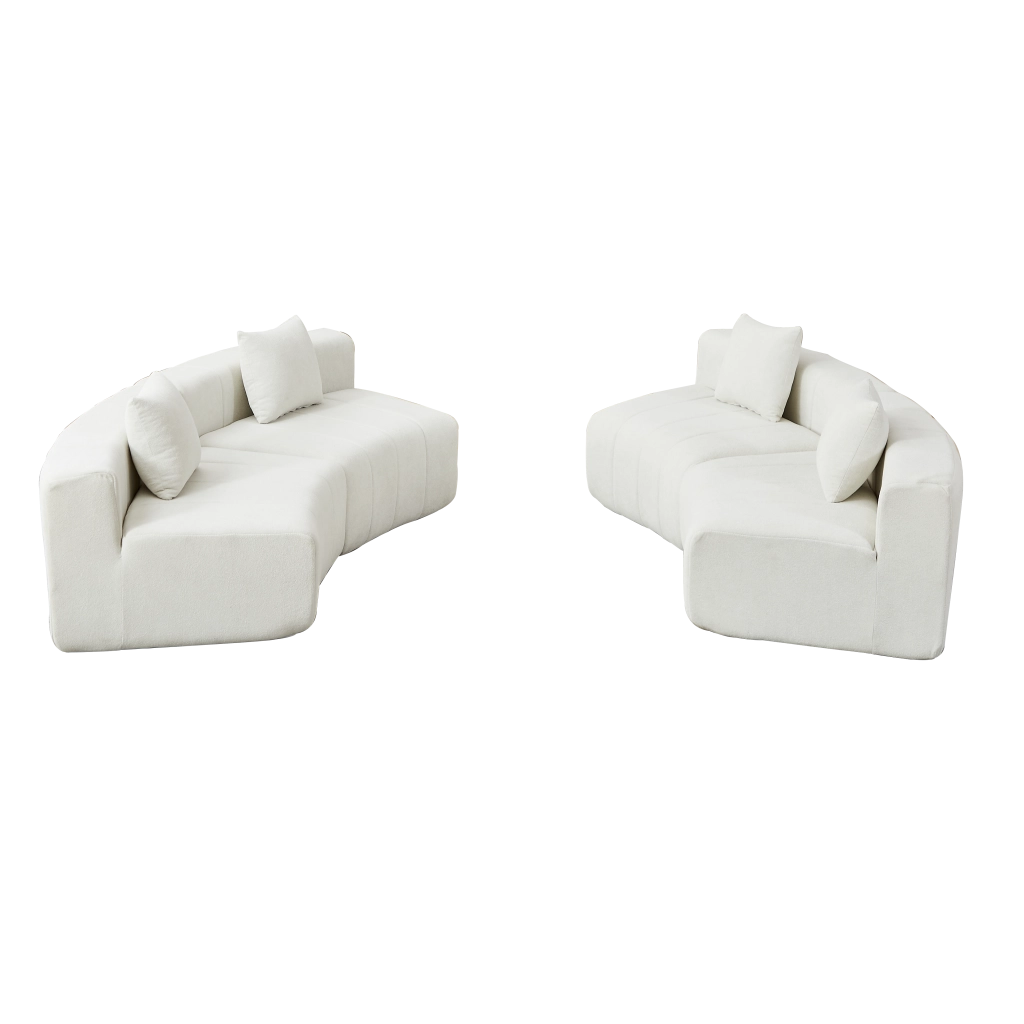 Divano 4 posti ¨C Minimal ¨C Tessuto chenille, con 2 cuscini, colore grigio, design curvo