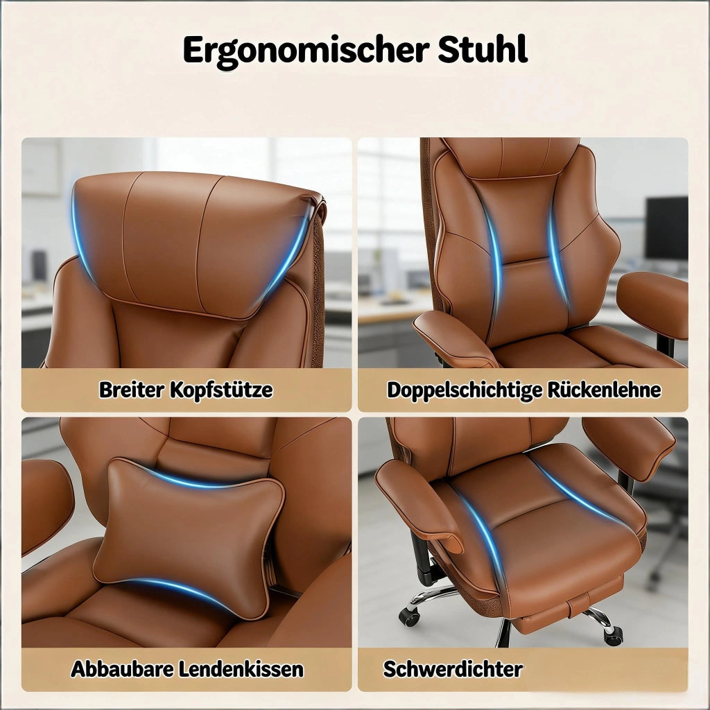 SEDIA Ufficio ergonomica girevole regolabile 77x71x118-125,5 cm Marrone