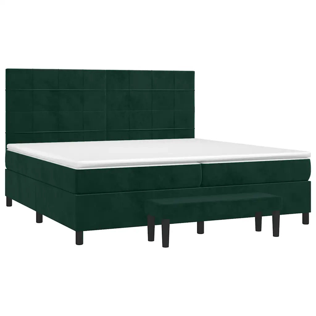 Giroletto a Molle con Materasso Verde Scuro 200x200 cm Velluto