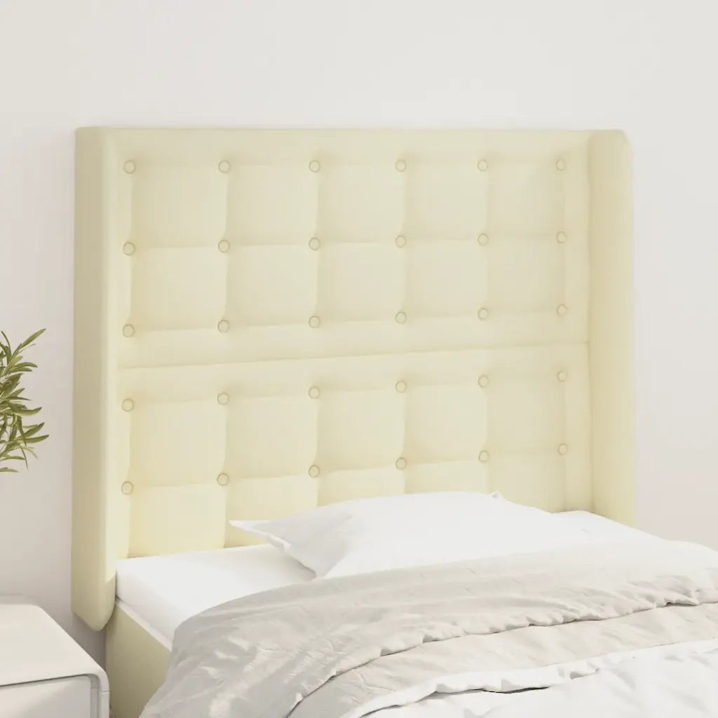 Testiera | Testata ad Orecchio Crema 93x16x118/128 cm in Similpelle